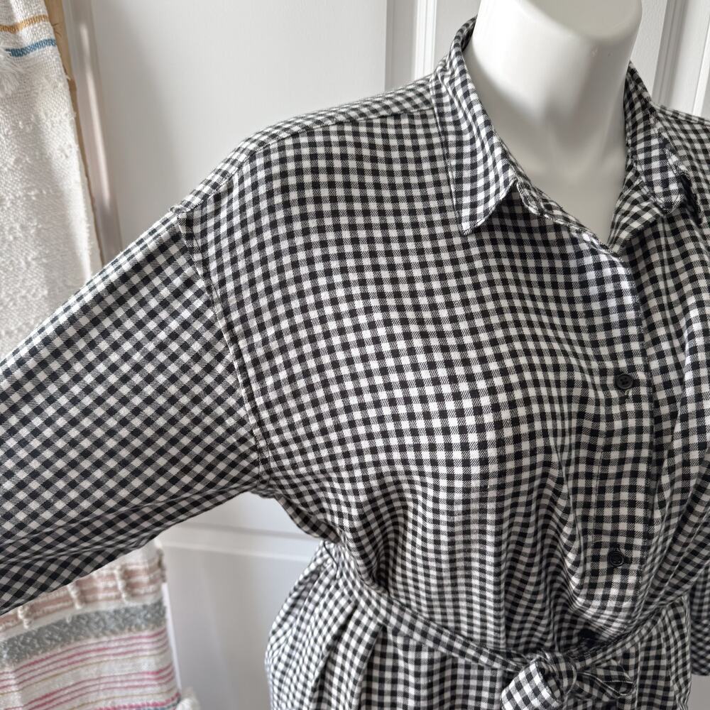 Esmara Black White Plaid Flannel Button Down Long Tunic Shirt Women’s Size 14 - Picture 2 of 9